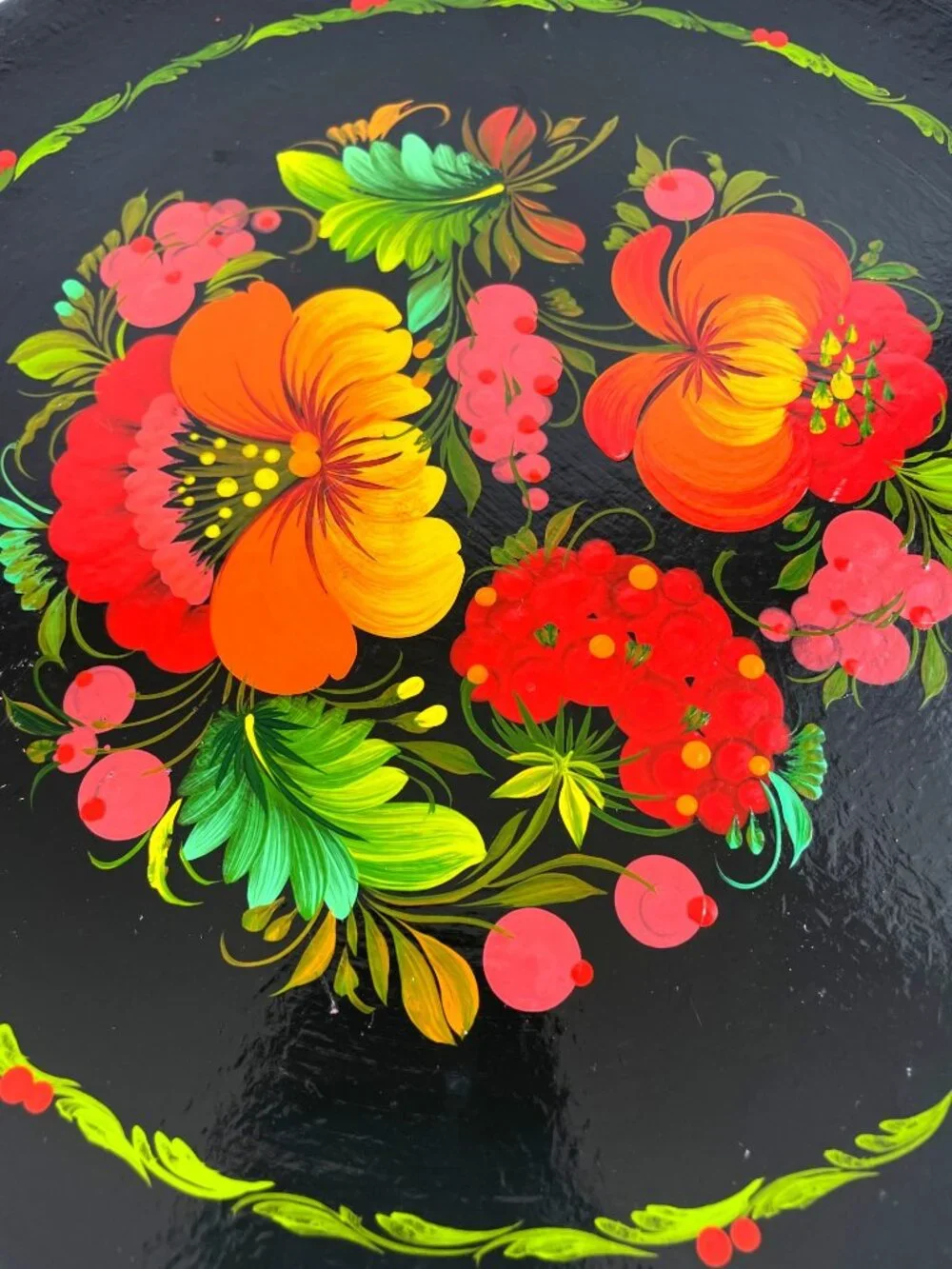 Russian Colorful Folk Art Hand Painted 11.75
